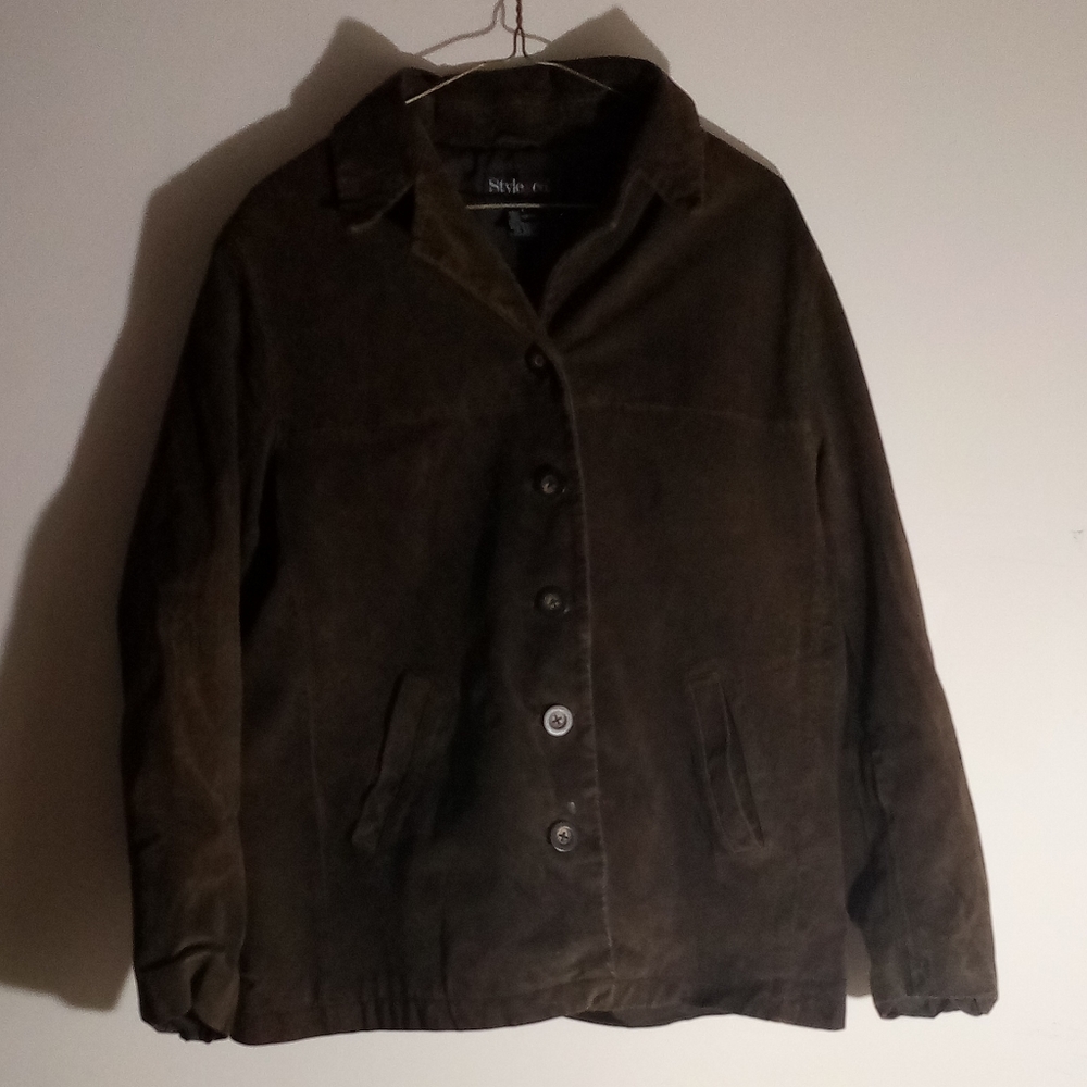 Style & Co. Womens Size L Brown Leather Jacket